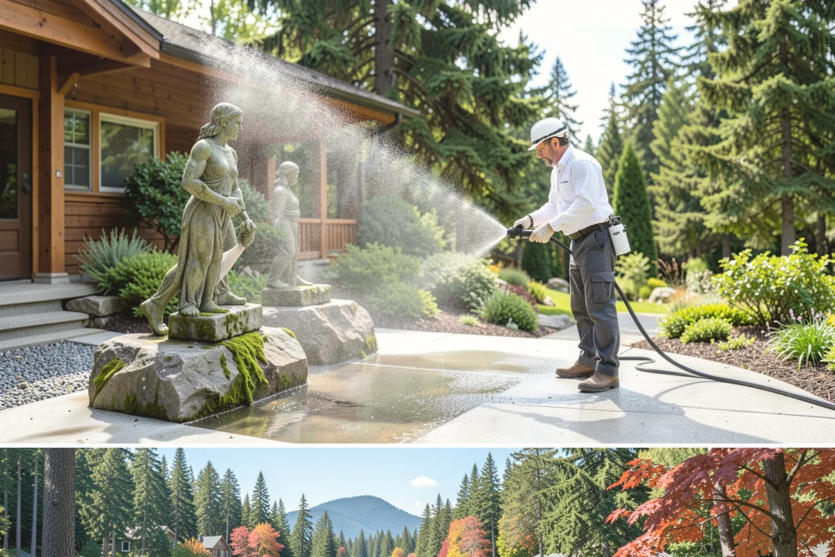 Decorative Rock Cleaning in Covington, King County, WA - Decorative rock is best cleaned in spring to clear winter debris and again in fall after leaf drop.