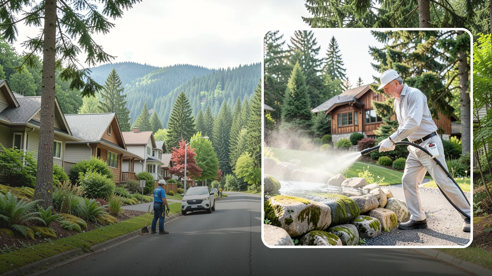 Decorative Rock Cleaning in Darrington, Snohomish County, WA - We clean decorative and landscape rock in Washington to wash out algae, mud, and organic buildup between the stones.