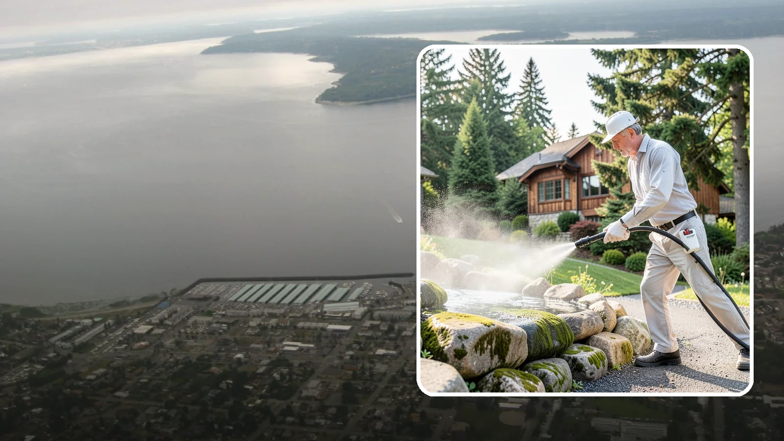 Decorative Rock Cleaning in Des Moines, King County, WA - We clean decorative and landscape rock in Washington to wash out algae, mud, and organic buildup between the stones.