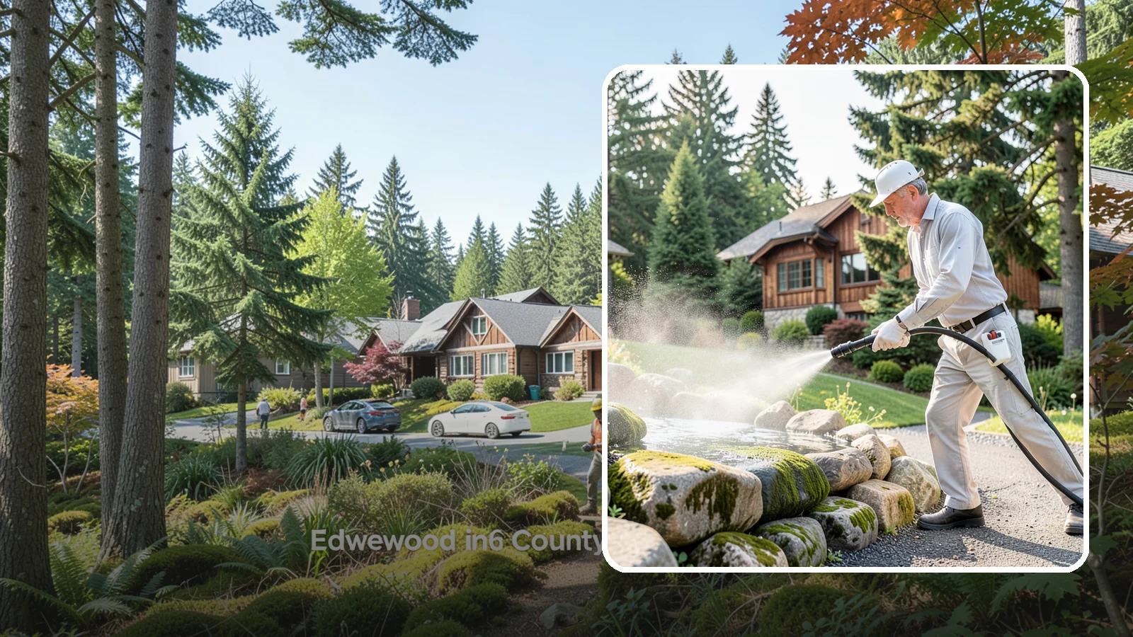 Decorative Rock Cleaning in Edgewood, Pierce County, WA - We clean decorative and landscape rock in Washington to wash out algae, mud, and organic buildup between the stones.