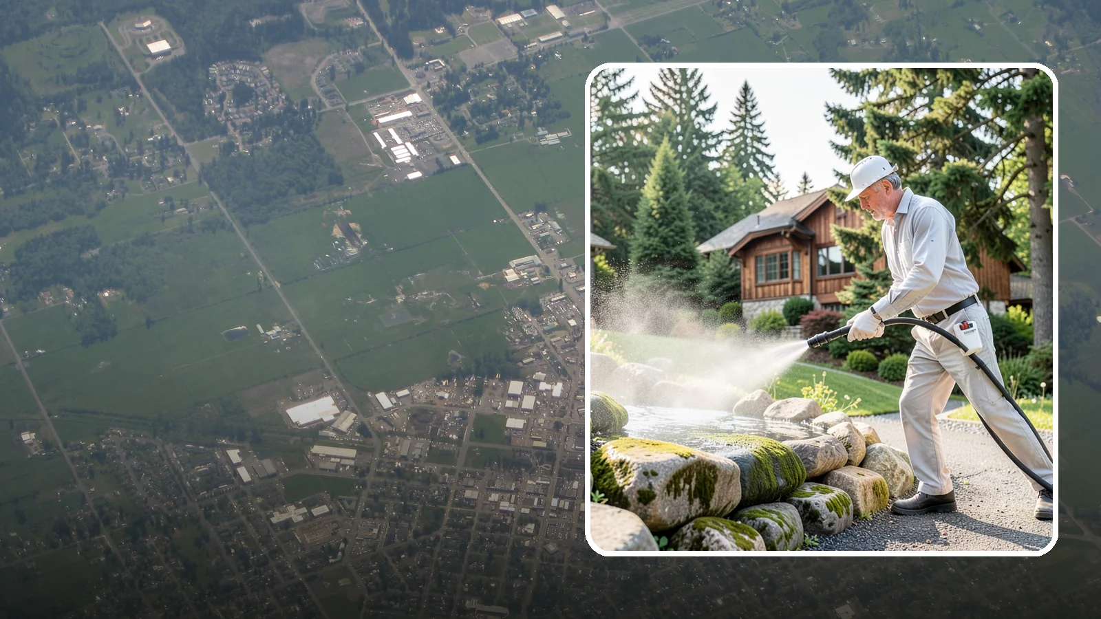 Decorative Rock Cleaning in Enumclaw, King County, WA - We clean decorative and landscape rock in Washington to wash out algae, mud, and organic buildup between the stones.