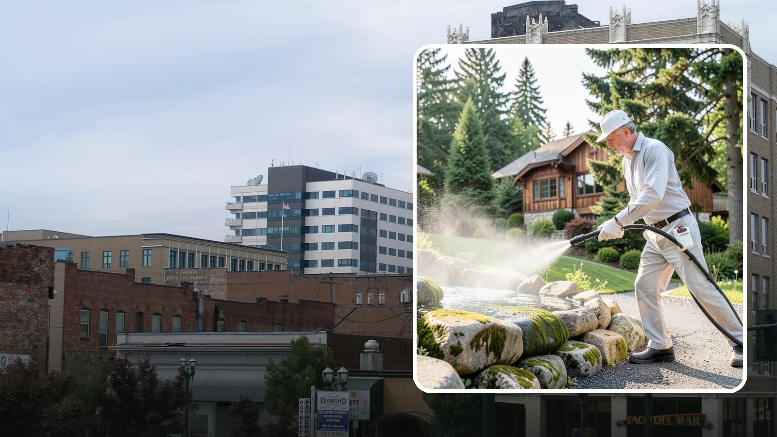 Decorative Rock Cleaning in Everett, Snohomish County, WA - We clean decorative and landscape rock in Washington to wash out algae, mud, and organic buildup between the stones.