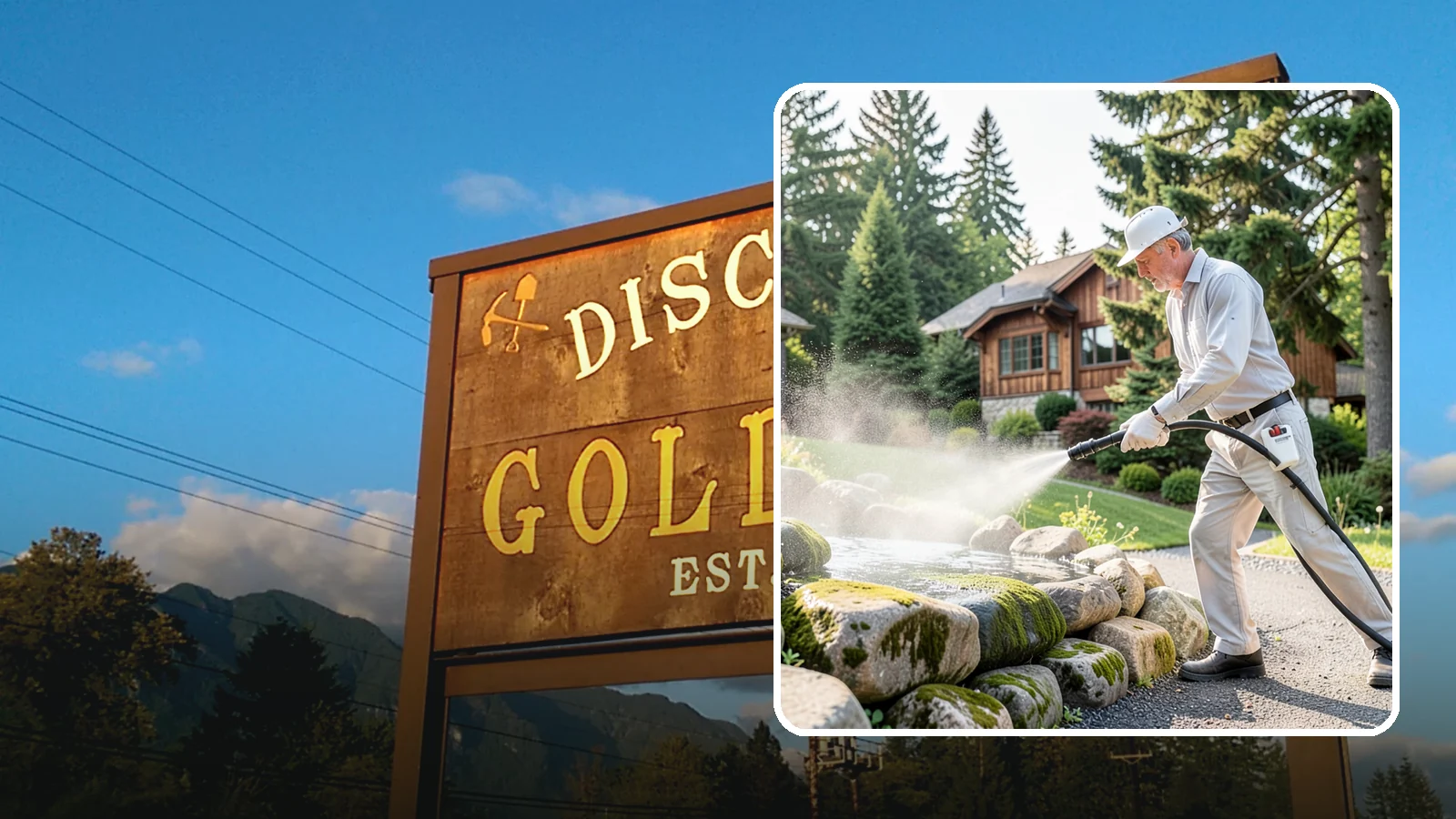 Decorative Rock Cleaning in Gold Bar, Snohomish County, WA - We clean decorative and landscape rock in Washington to wash out algae, mud, and organic buildup between the stones.
