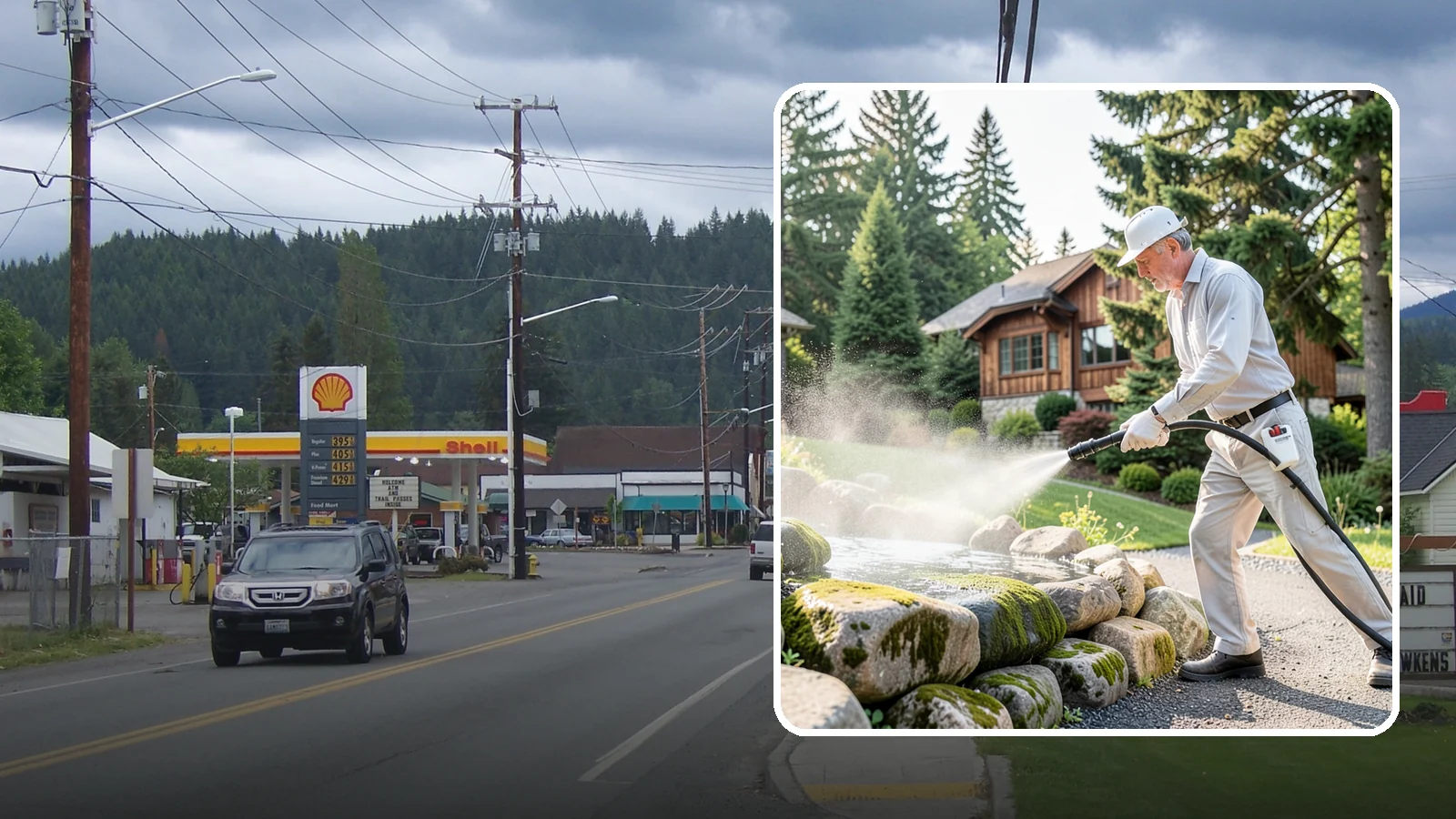 Decorative Rock Cleaning in Granite Falls, Snohomish County, WA - We clean decorative and landscape rock in Washington to wash out algae, mud, and organic buildup between the stones.
