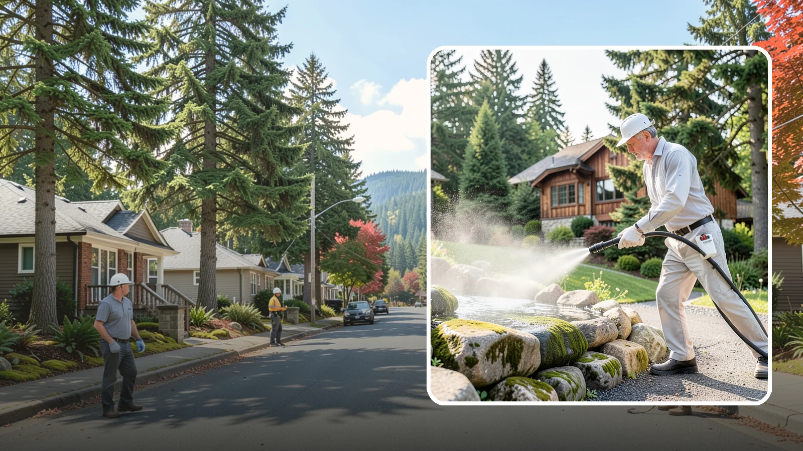 Decorative Rock Cleaning in Hunts Point, King County, WA - We clean decorative and landscape rock in Washington to wash out algae, mud, and organic buildup between the stones.