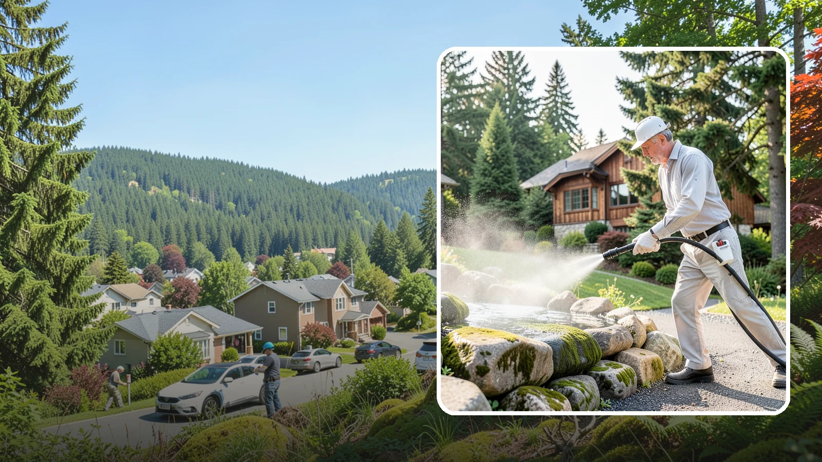 Decorative Rock Cleaning in Index, Snohomish County, WA - We clean decorative and landscape rock in Washington to wash out algae, mud, and organic buildup between the stones.