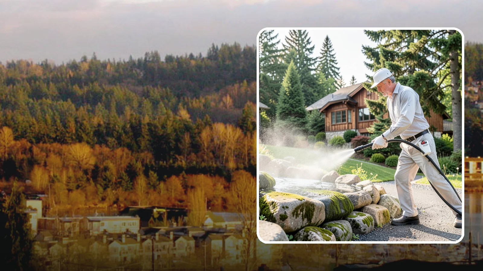 Decorative Rock Cleaning in Kenmore, King County, WA - We clean decorative and landscape rock in Washington to wash out algae, mud, and organic buildup between the stones.