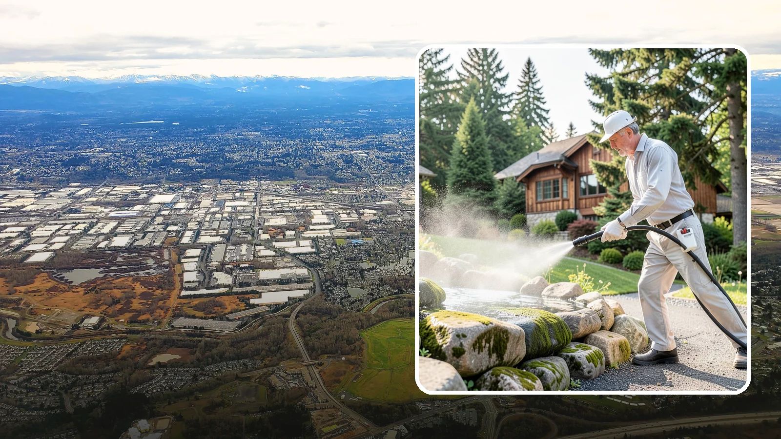 Decorative Rock Cleaning in Kent, King County, WA - We clean decorative and landscape rock in Washington to wash out algae, mud, and organic buildup between the stones.