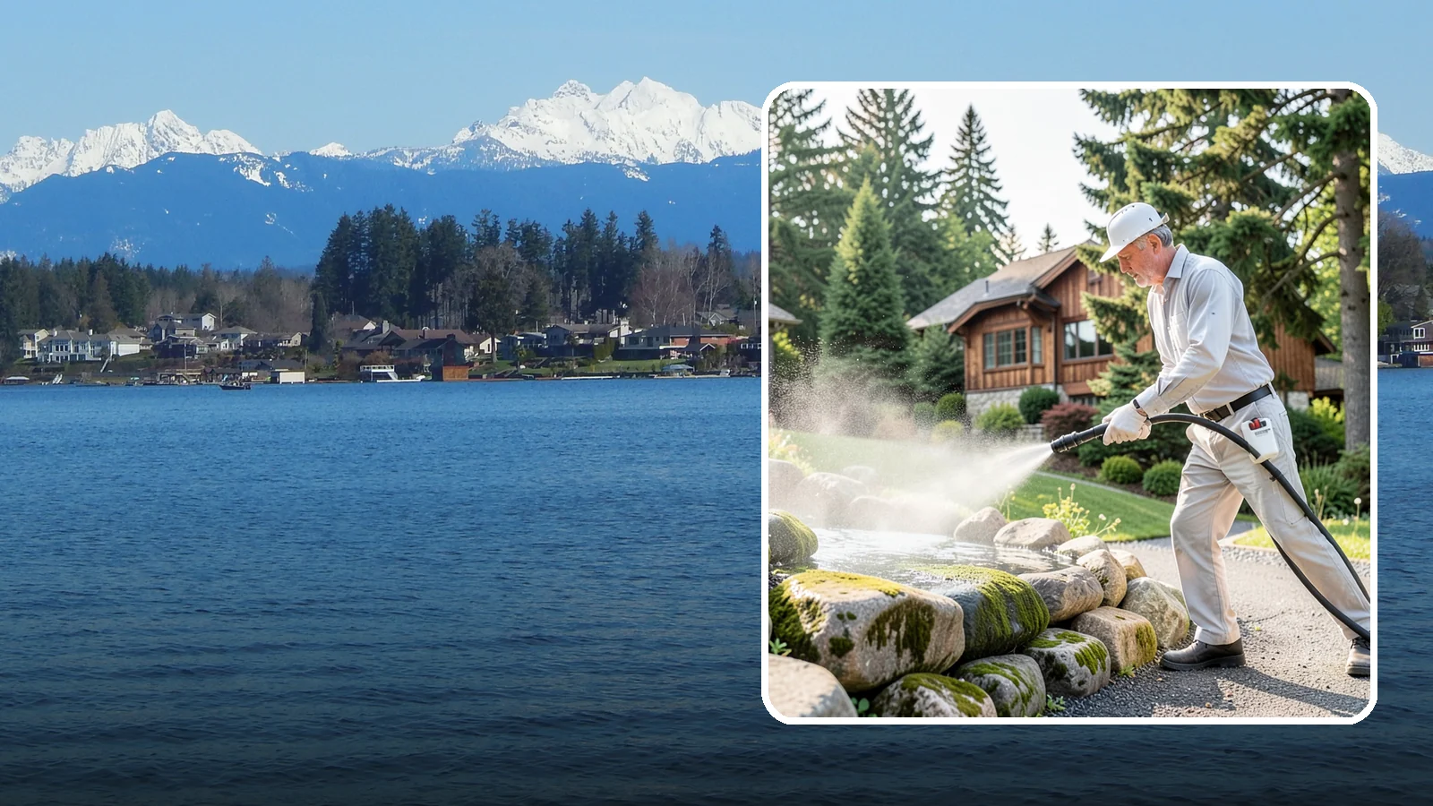 Decorative Rock Cleaning in Lake Stevens, Snohomish County, WA - We clean decorative and landscape rock in Washington to wash out algae, mud, and organic buildup between the stones.