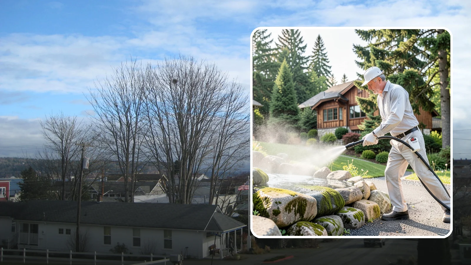 Decorative Rock Cleaning in Langley, Island County, WA - We clean decorative and landscape rock in Washington to wash out algae, mud, and organic buildup between the stones.