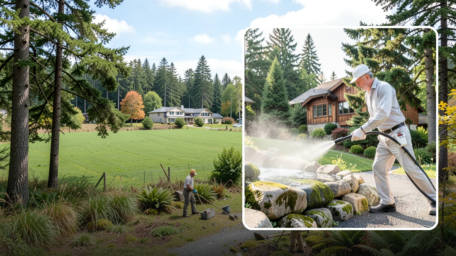 Decorative Rock Cleaning in Lyman, Skagit County, WA - We clean decorative and landscape rock in Washington to wash out algae, mud, and organic buildup between the stones.
