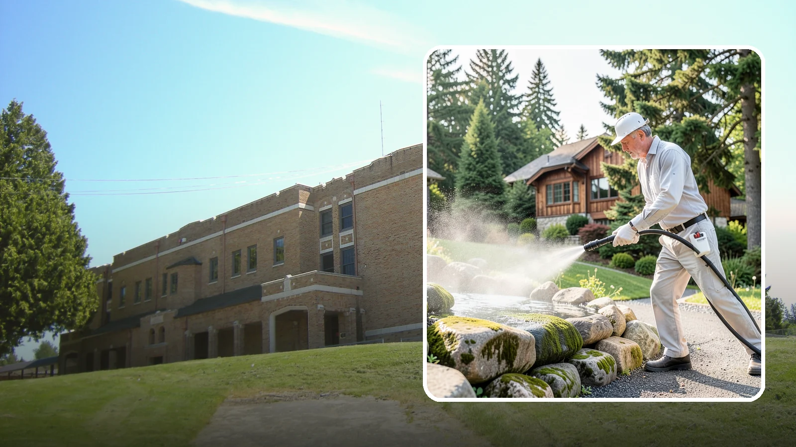 Decorative Rock Cleaning in Maple Valley, King County, WA - We clean decorative and landscape rock in Washington to wash out algae, mud, and organic buildup between the stones.