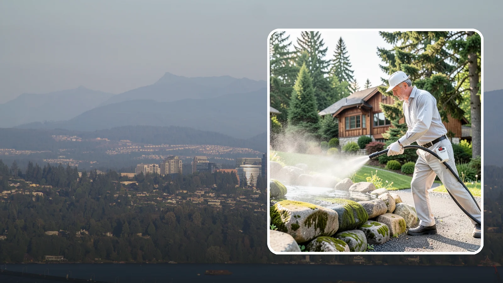 Decorative Rock Cleaning in Medina, King County, WA - We clean decorative and landscape rock in Washington to wash out algae, mud, and organic buildup between the stones.