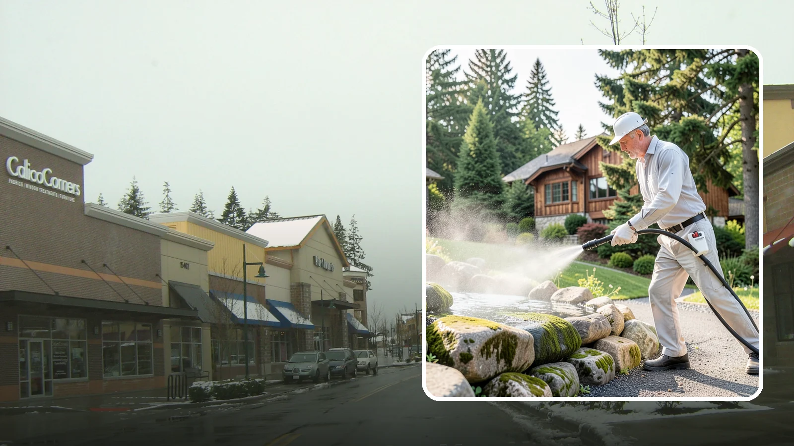 Decorative Rock Cleaning in Mill Creek, Snohomish County, WA - We clean decorative and landscape rock in Washington to wash out algae, mud, and organic buildup between the stones.