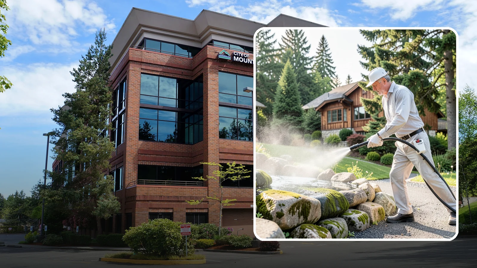 Decorative Rock Cleaning in Mountlake Terrace, Snohomish County, WA - We clean decorative and landscape rock in Washington to wash out algae, mud, and organic buildup between the stones.