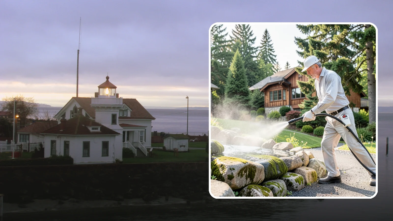 Decorative Rock Cleaning in Mukilteo, Snohomish County, WA - We clean decorative and landscape rock in Washington to wash out algae, mud, and organic buildup between the stones.