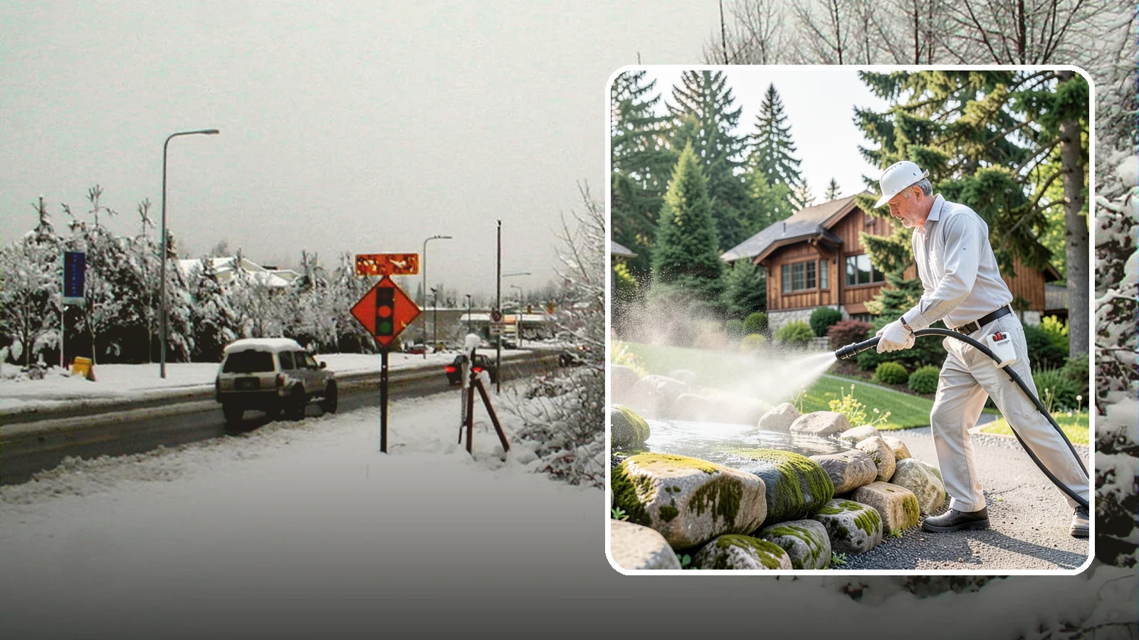 Decorative Rock Cleaning in Newcastle, King County, WA - We clean decorative and landscape rock in Washington to wash out algae, mud, and organic buildup between the stones.