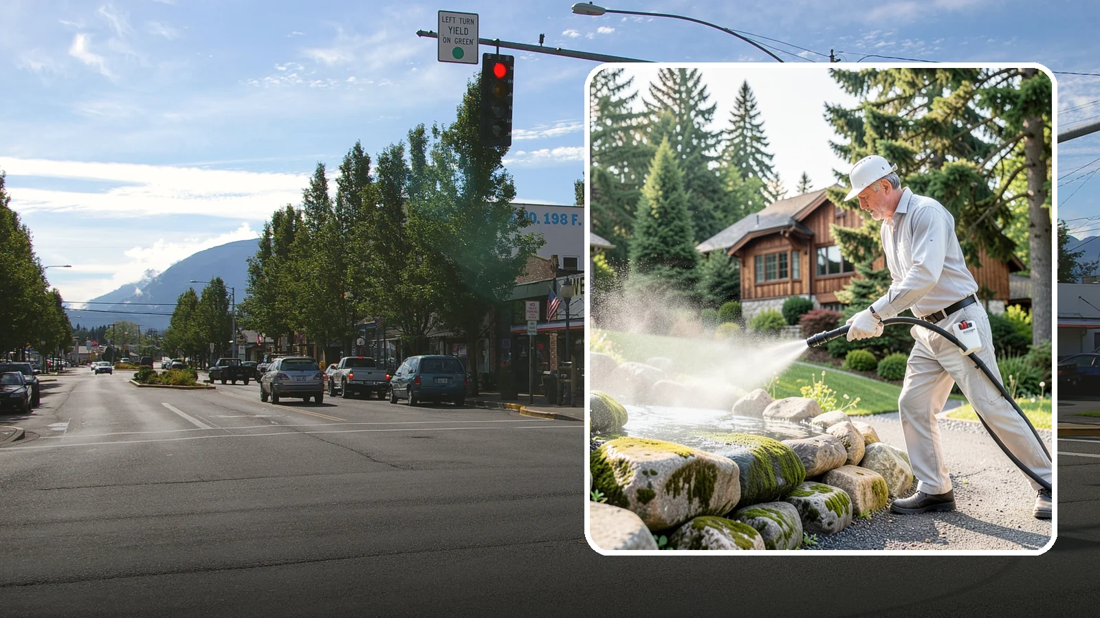 Decorative Rock Cleaning in North Bend, King County, WA - We clean decorative and landscape rock in Washington to wash out algae, mud, and organic buildup between the stones.