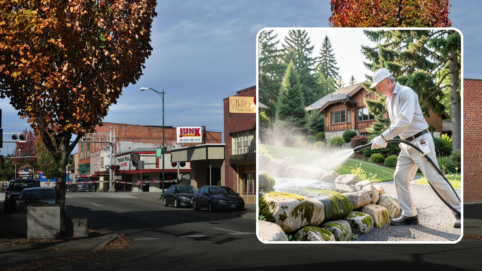 Decorative Rock Cleaning in Puyallup, Pierce County, WA - We clean decorative and landscape rock in Washington to wash out algae, mud, and organic buildup between the stones.