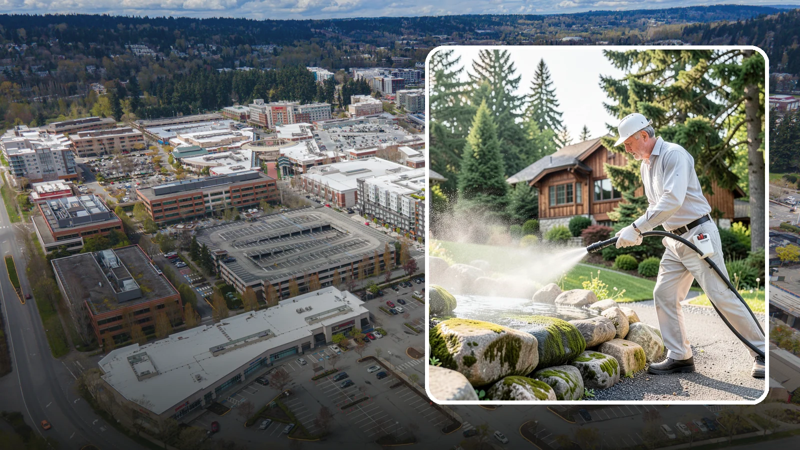Decorative Rock Cleaning in Redmond, King County, WA - We clean decorative and landscape rock in Washington to wash out algae, mud, and organic buildup between the stones.