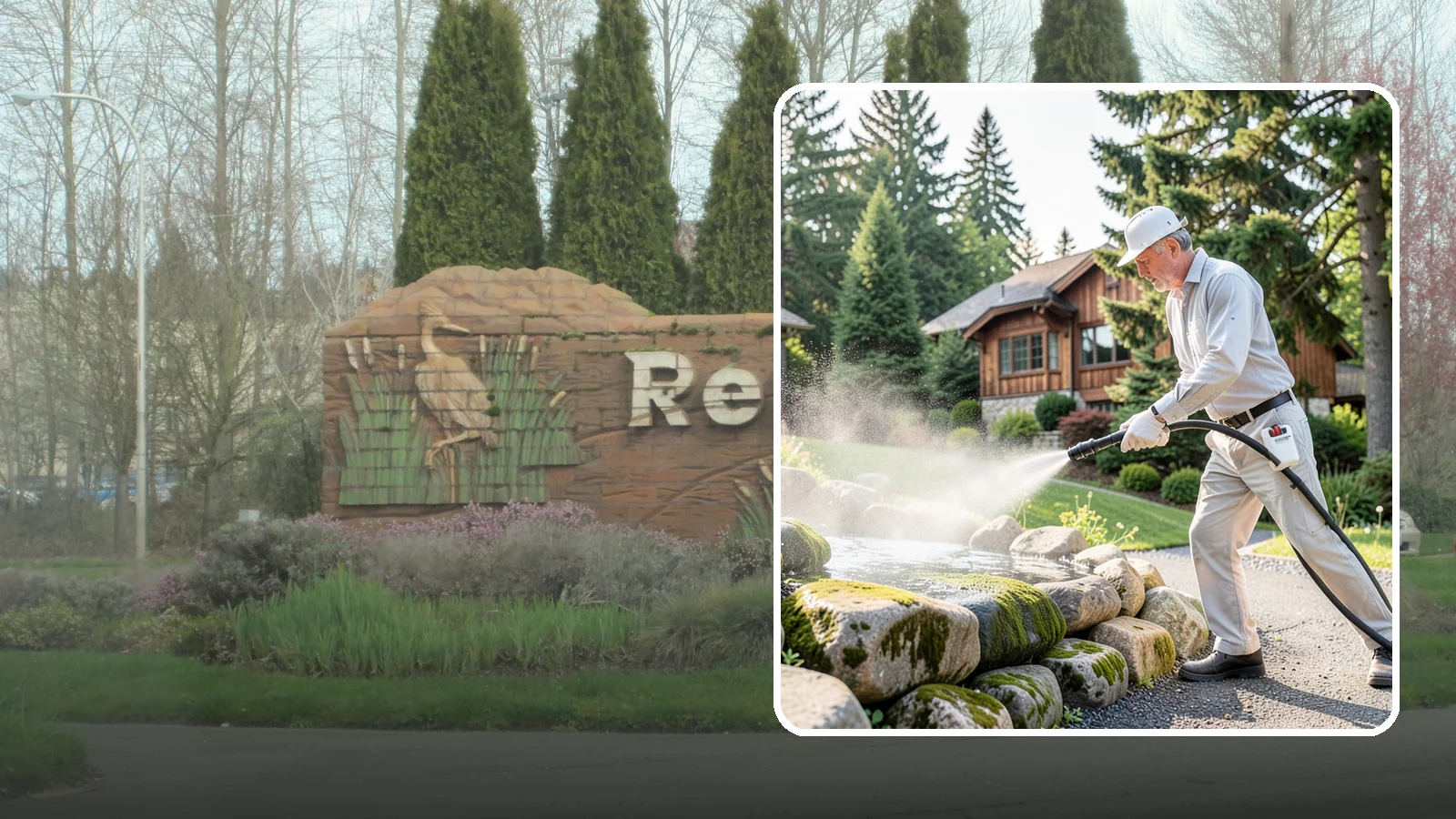Decorative Rock Cleaning in Renton, King County, WA - We clean decorative and landscape rock in Washington to wash out algae, mud, and organic buildup between the stones.