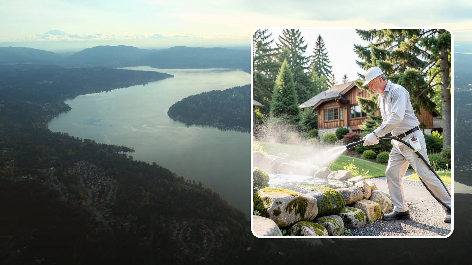 Decorative Rock Cleaning in Sammamish, King County, WA - We clean decorative and landscape rock in Washington to wash out algae, mud, and organic buildup between the stones.