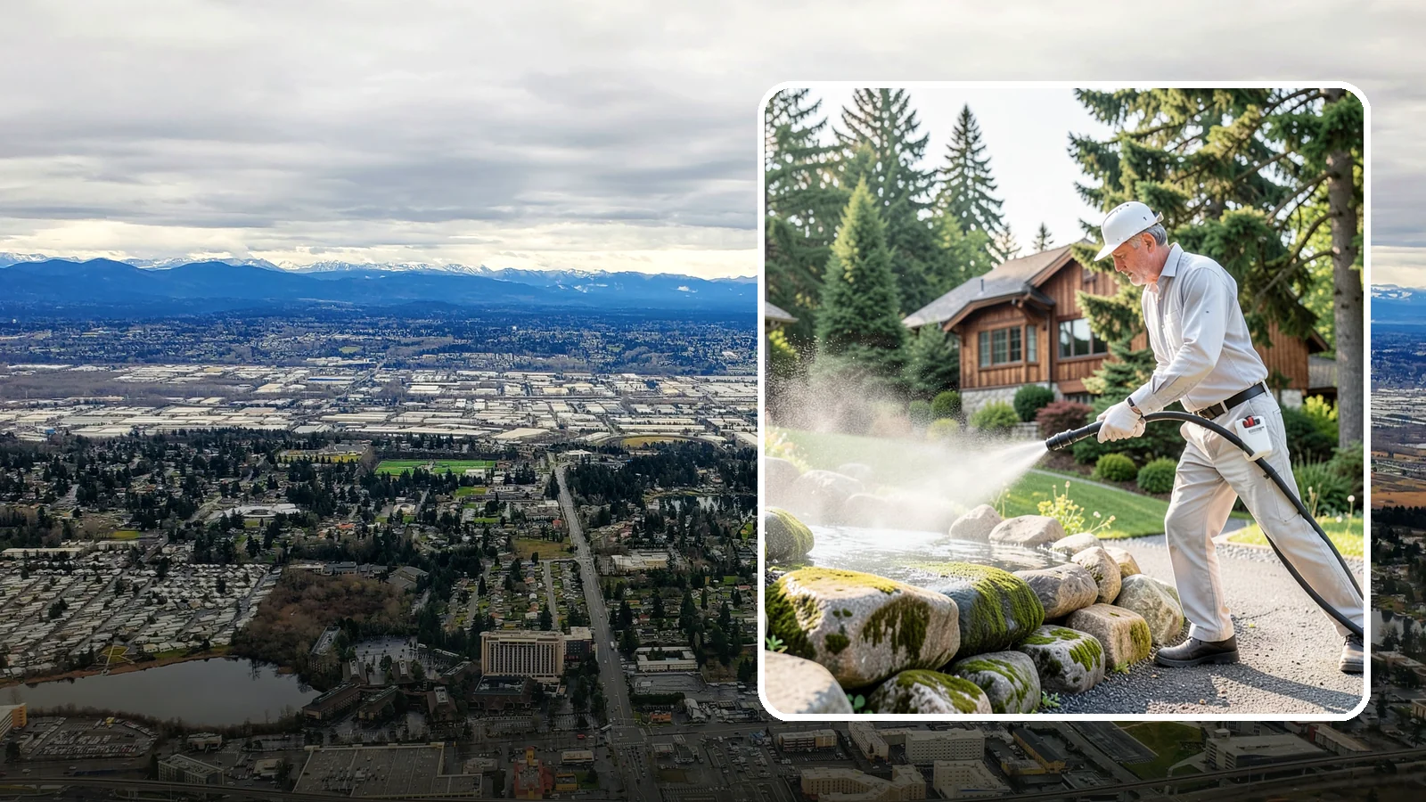 Decorative Rock Cleaning in SeaTac, King County, WA - We clean decorative and landscape rock in Washington to wash out algae, mud, and organic buildup between the stones.