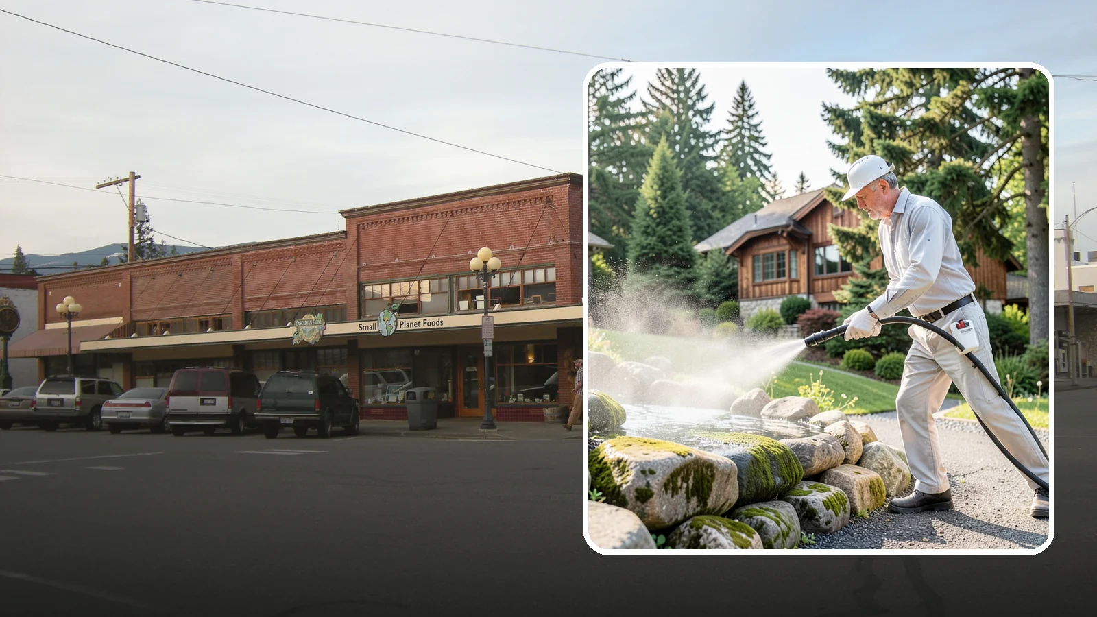 Decorative Rock Cleaning in Sedro-Woolley, Skagit County, WA - We clean decorative and landscape rock in Washington to wash out algae, mud, and organic buildup between the stones.