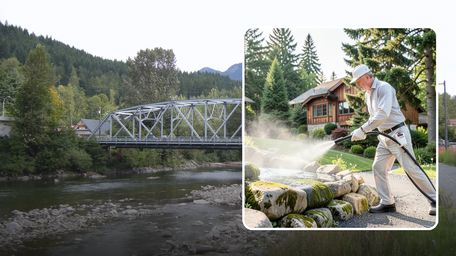 Decorative Rock Cleaning in Skykomish, King County, WA - We clean decorative and landscape rock in Washington to wash out algae, mud, and organic buildup between the stones.