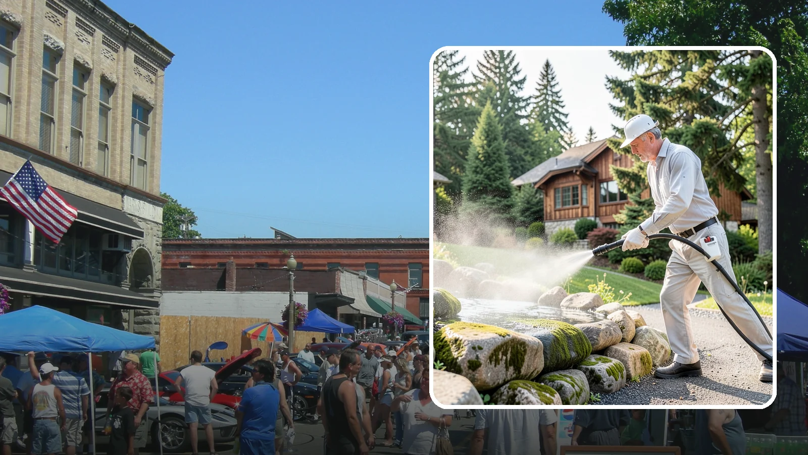 Decorative Rock Cleaning in Snohomish, Snohomish County, WA - We clean decorative and landscape rock in Washington to wash out algae, mud, and organic buildup between the stones.