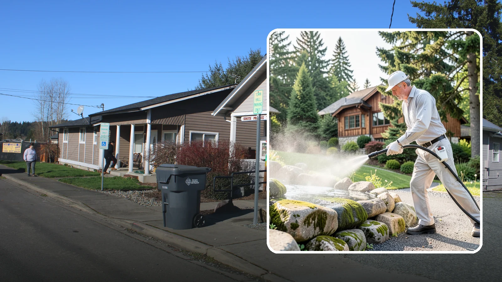 Decorative Rock Cleaning in South Prairie, Pierce County, WA - We clean decorative and landscape rock in Washington to wash out algae, mud, and organic buildup between the stones.