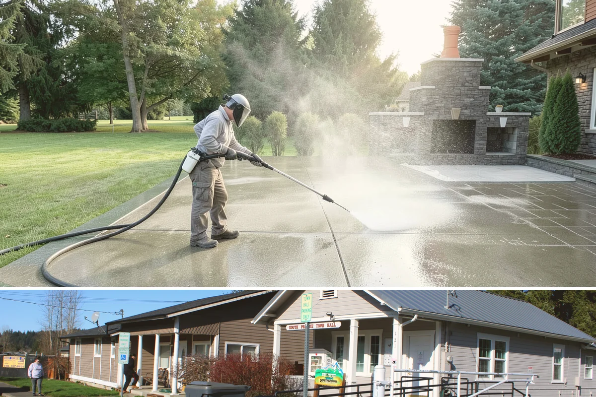 Decorative Rock Cleaning in South Prairie, Pierce County, WA - Decorative rock is best cleaned in spring to clear winter debris and again in fall after leaf drop.
