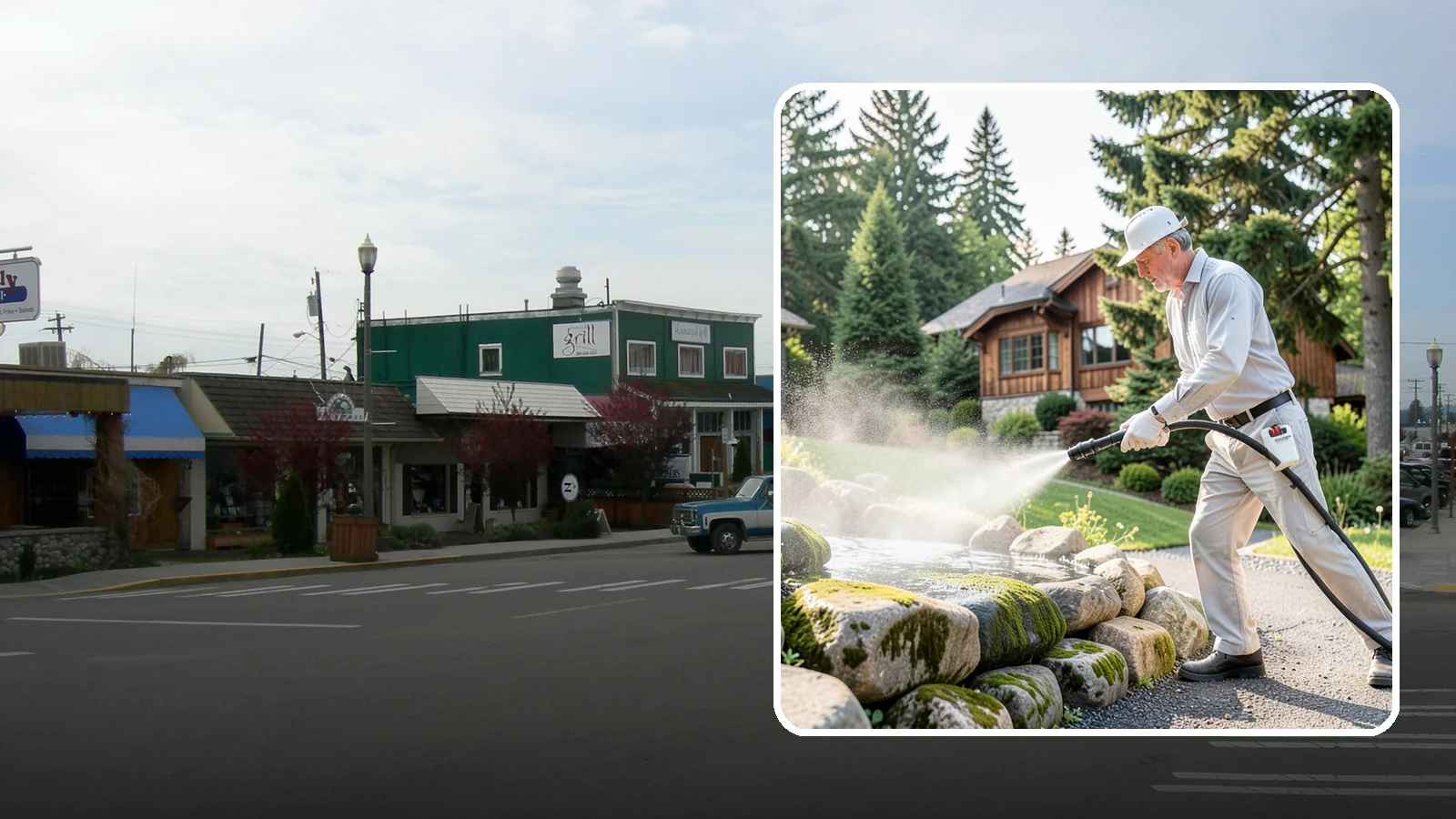 Decorative Rock Cleaning in Stanwood, Snohomish County, WA - We clean decorative and landscape rock in Washington to wash out algae, mud, and organic buildup between the stones.
