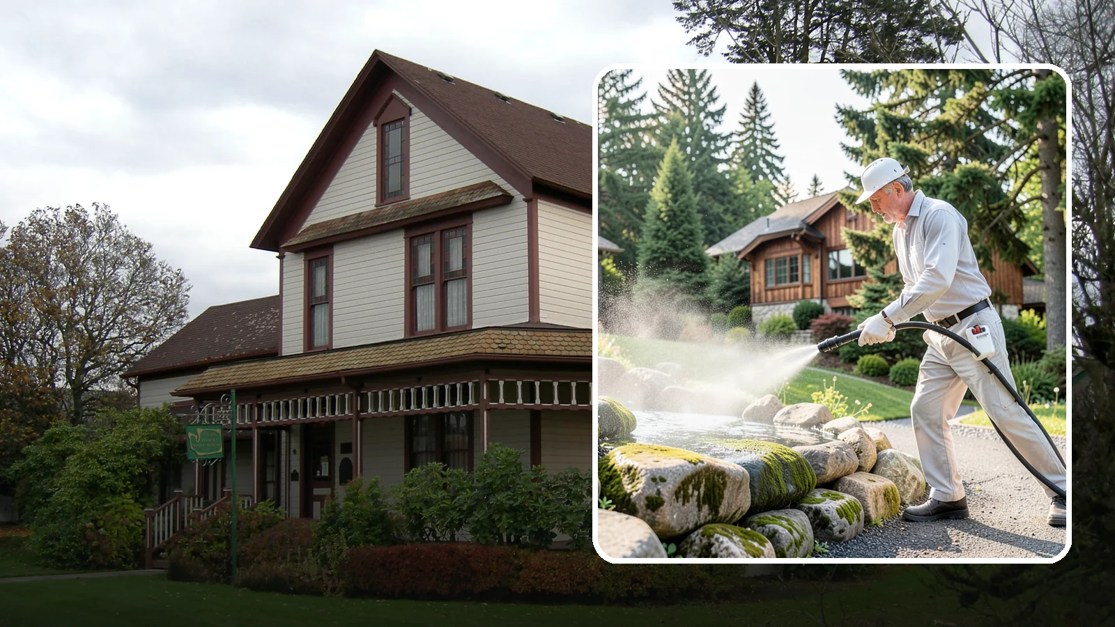 Decorative Rock Cleaning in Sumner, Pierce County, WA - We clean decorative and landscape rock in Washington to wash out algae, mud, and organic buildup between the stones.