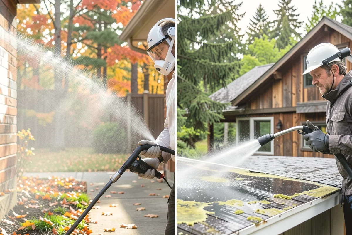 Decorative Rock Cleaning in Tacoma, Pierce County, WA - Clear leaves and large debris from the bed