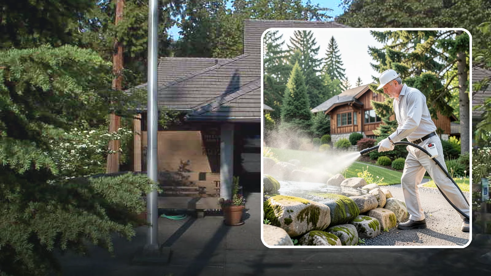 Decorative Rock Cleaning in Yarrow Point, King County, WA - We clean decorative and landscape rock in Washington to wash out algae, mud, and organic buildup between the stones.
