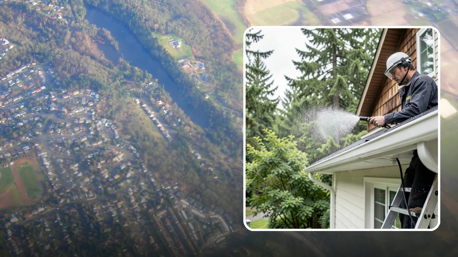 Downspout Cleaning in Algona, King County, WA - Cleaning of downspout exteriors and interiors so the channels that carry our heavy rain stay clear and presentable.