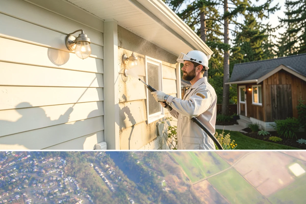 Downspout Cleaning in Algona, King County, WA - Clean downspouts in fall after leaf drop so they carry winter's heavy rain without backing up.