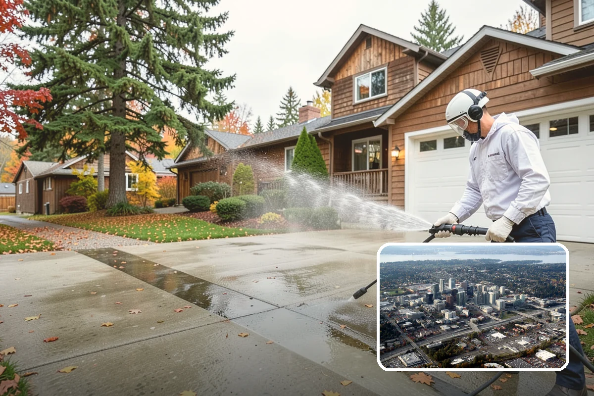 Downspout Cleaning in Bellevue, King County, WA - Clears interior clogs of packed needles and grit