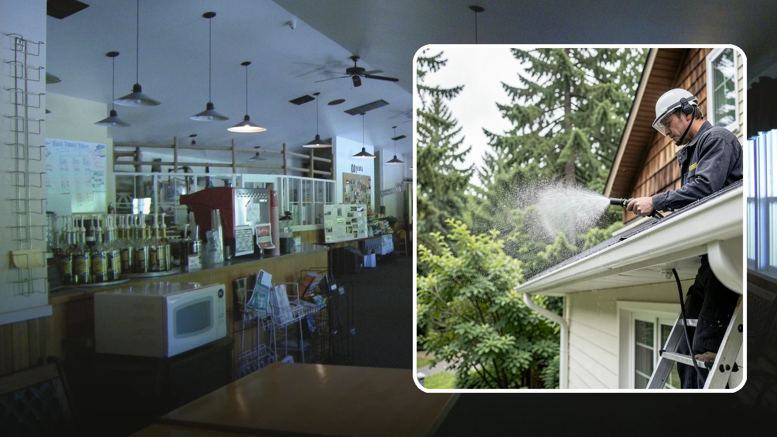 Downspout Cleaning in Black Diamond, King County, WA - Cleaning of downspout exteriors and interiors so the channels that carry our heavy rain stay clear and presentable.