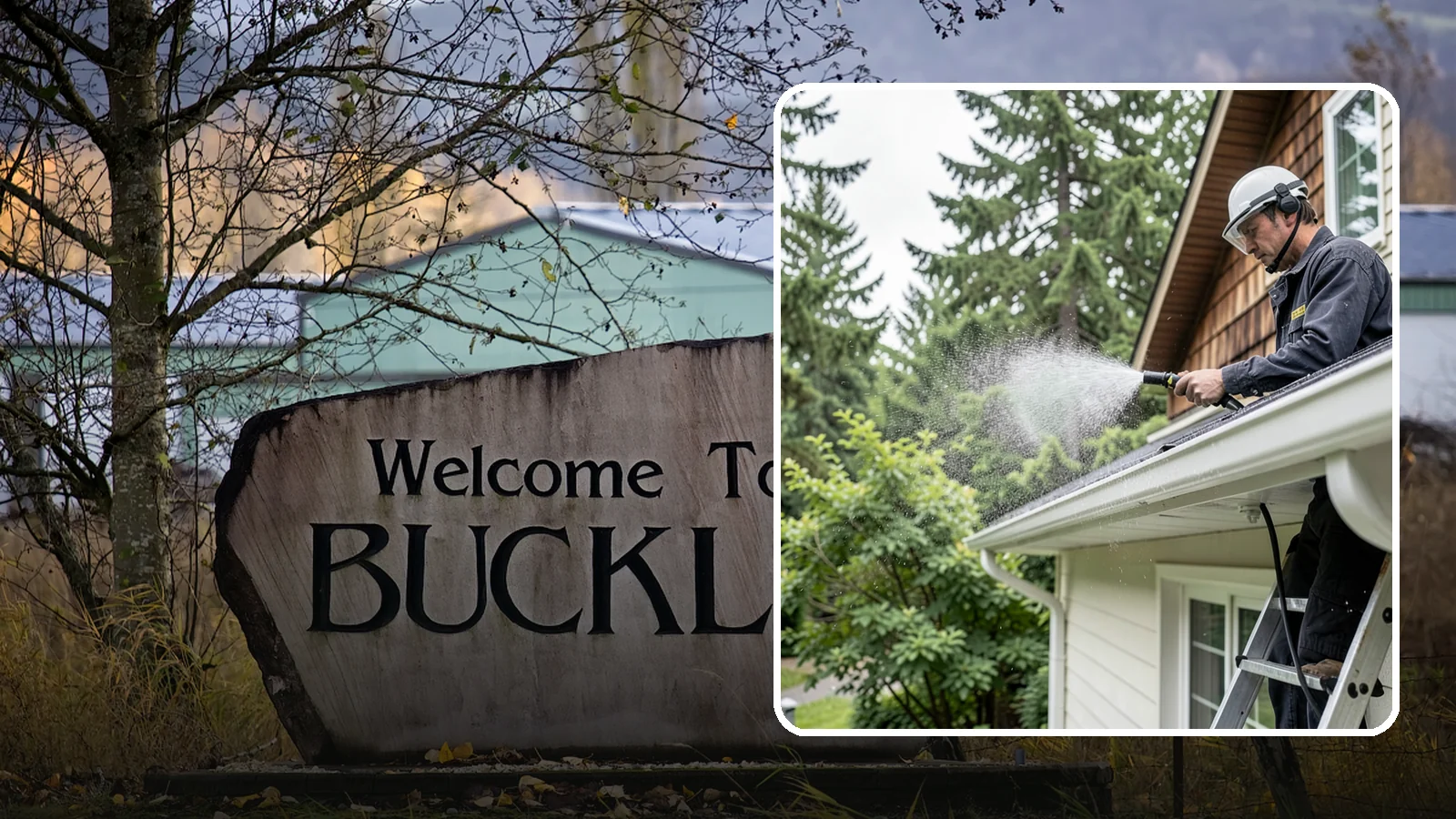 Downspout Cleaning in Buckley, Pierce County, WA - Cleaning of downspout exteriors and interiors so the channels that carry our heavy rain stay clear and presentable.