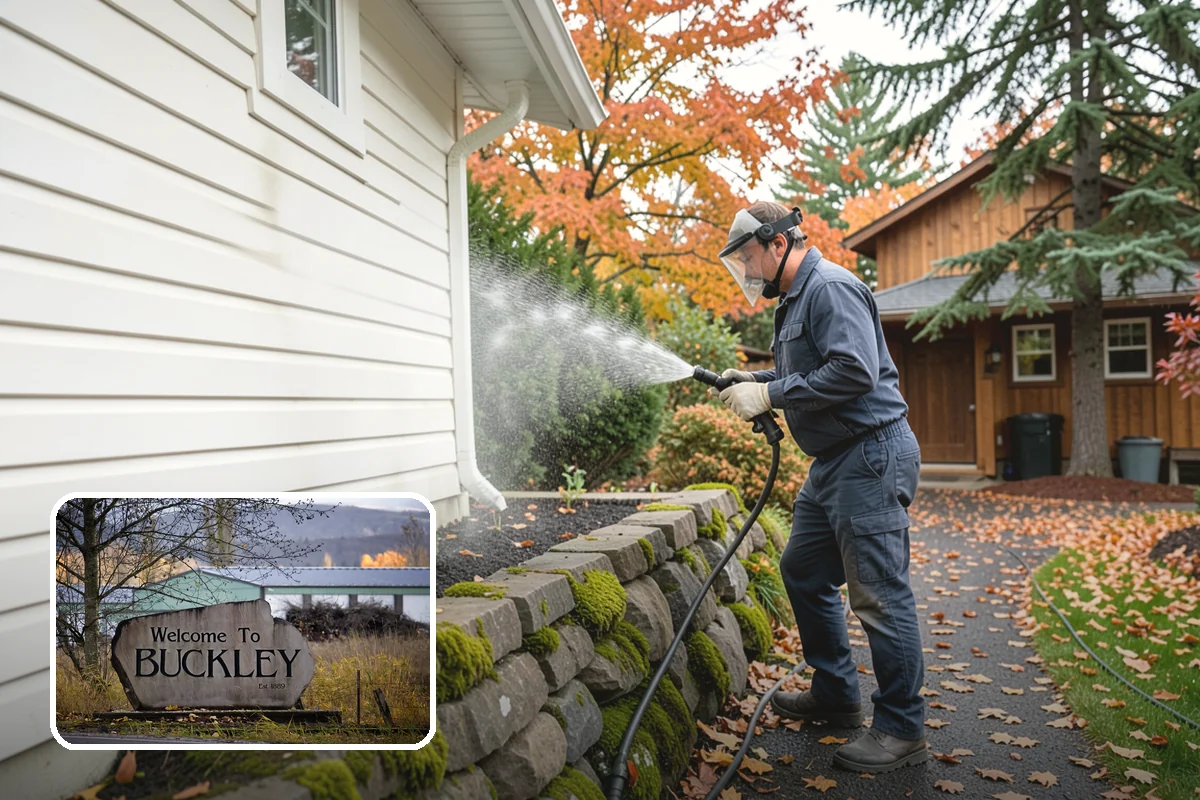 Downspout Cleaning in Buckley, Pierce County, WA - Clears interior clogs of packed needles and grit