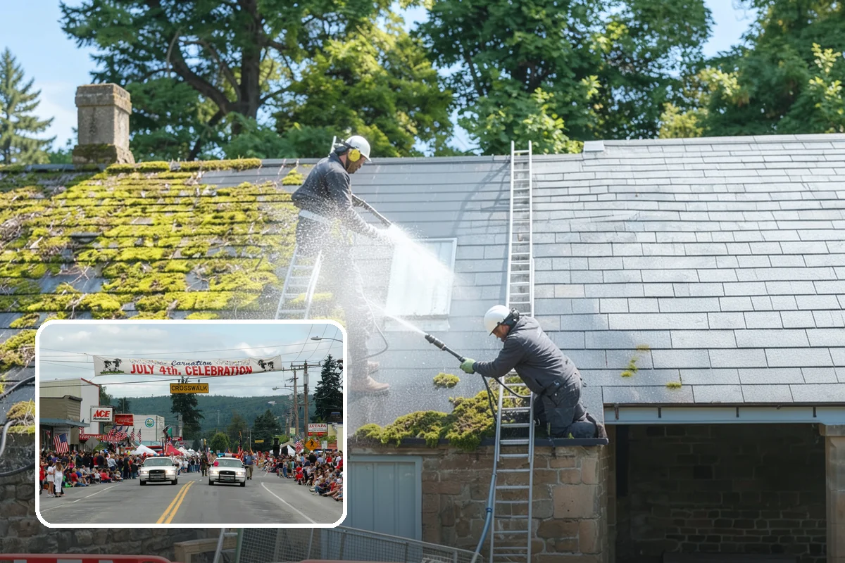 Downspout Cleaning in Carnation, King County, WA - Clears interior clogs of packed needles and grit