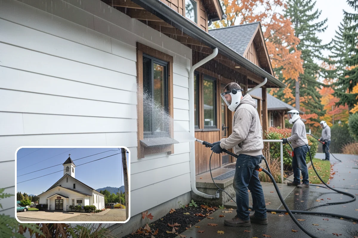 Downspout Cleaning in Concrete, Skagit County, WA - Clears interior clogs of packed needles and grit