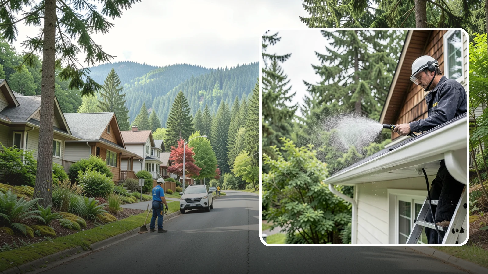 Downspout Cleaning in Darrington, Snohomish County, WA - Cleaning of downspout exteriors and interiors so the channels that carry our heavy rain stay clear and presentable.