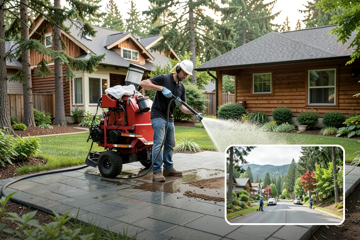 Downspout Cleaning in Darrington, Snohomish County, WA - Clears interior clogs of packed needles and grit