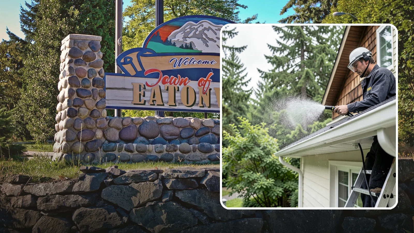 Downspout Cleaning in Eatonville, Pierce County, WA - Cleaning of downspout exteriors and interiors so the channels that carry our heavy rain stay clear and presentable.