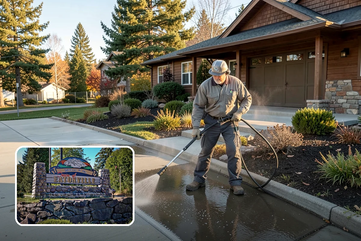 Downspout Cleaning in Eatonville, Pierce County, WA - Clears interior clogs of packed needles and grit