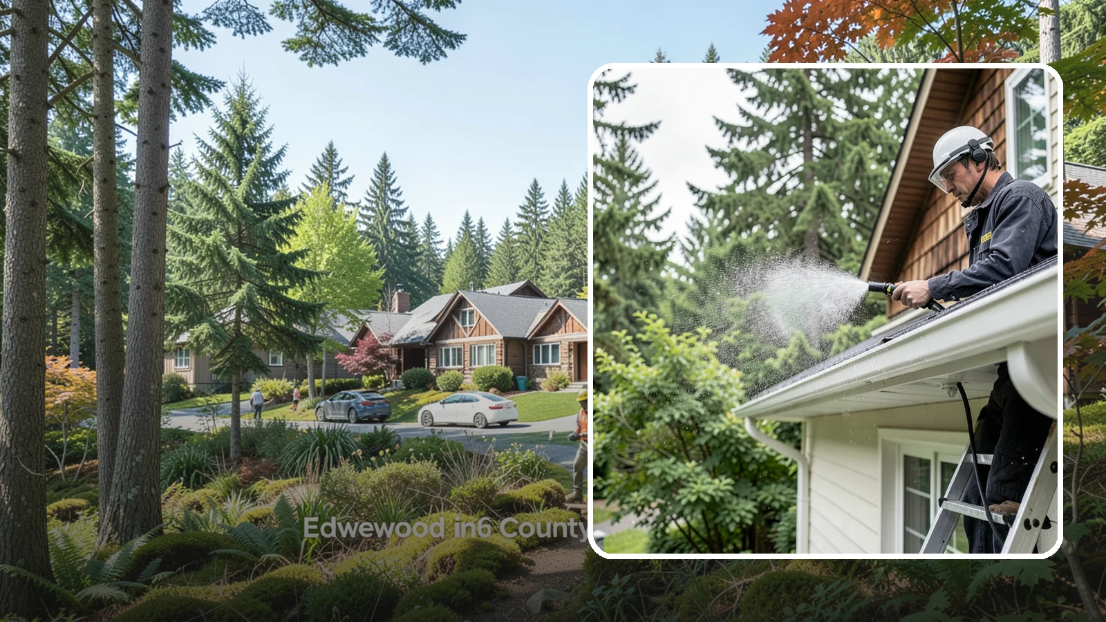 Downspout Cleaning in Edgewood, Pierce County, WA - Cleaning of downspout exteriors and interiors so the channels that carry our heavy rain stay clear and presentable.