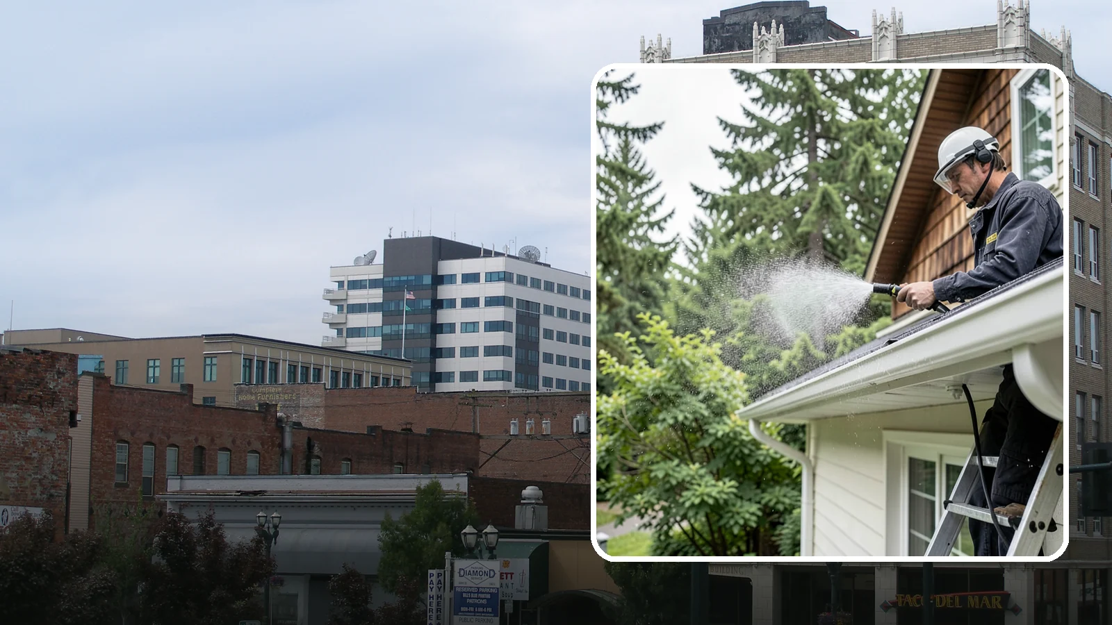 Downspout Cleaning in Everett, Snohomish County, WA - Cleaning of downspout exteriors and interiors so the channels that carry our heavy rain stay clear and presentable.